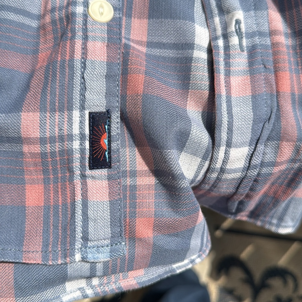 Faherty Coral and Gray Plaid Shirt - Picture 7 of 13